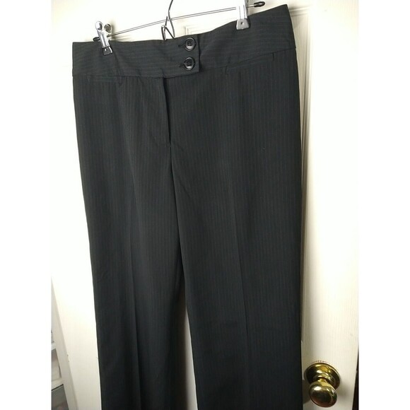 Worthington Women's Black Blue Pinstripe Button Close Dress Pants. Size 10 - Picture 2 of 12